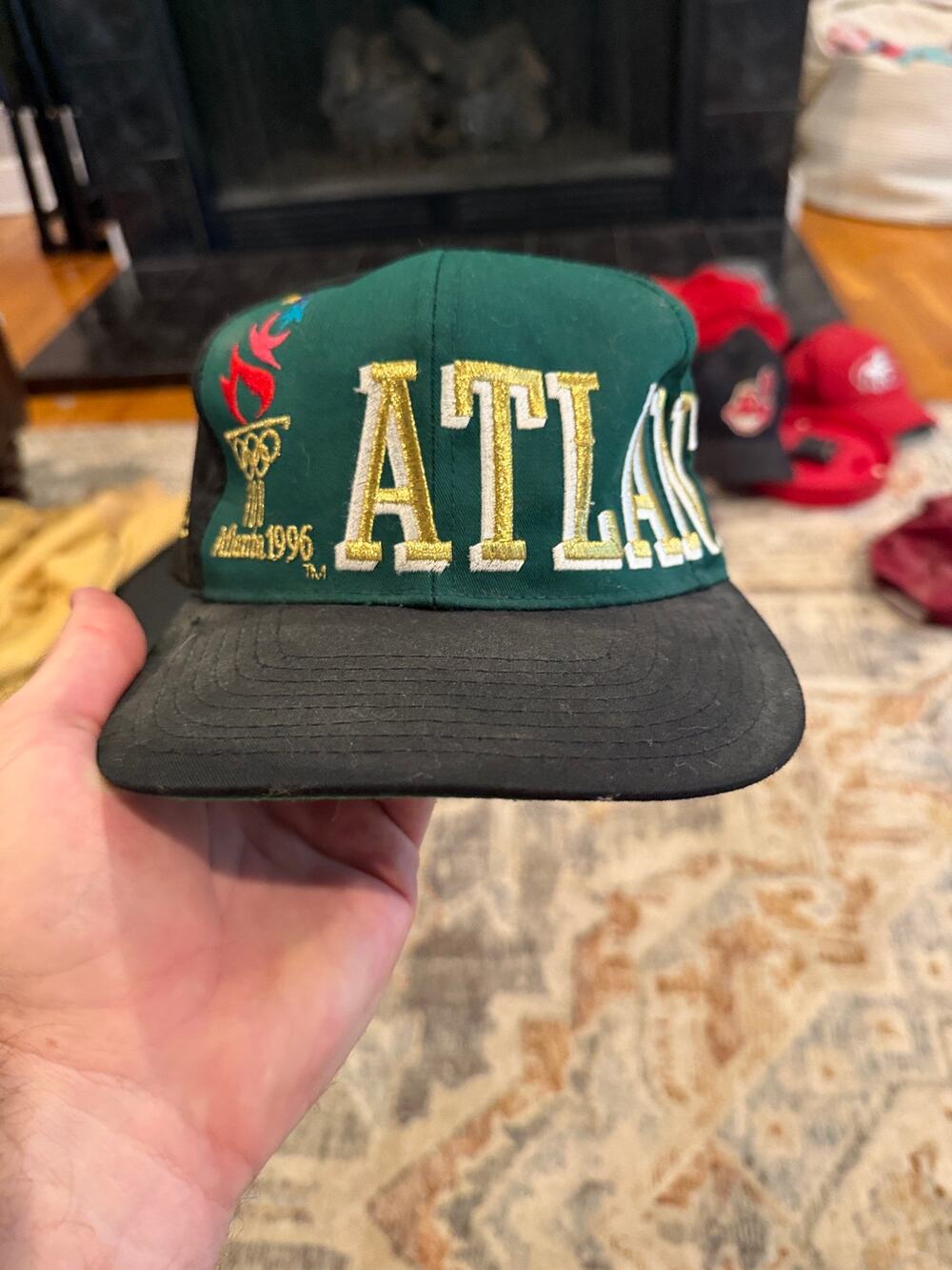 Vintage Atlanta 1996 Olympic Games Collection Snapback Hat Eastport Green